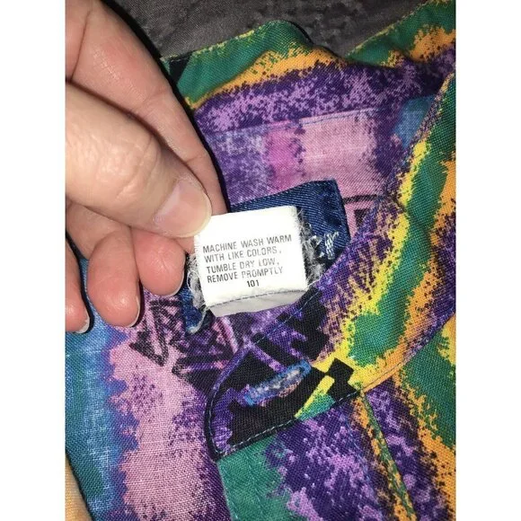 Wrangler 1990's Vintage South Western Aztec Style Print Long Sleeve Button Up XL - Picture 8 of 12